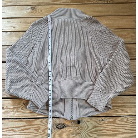 Varley Cardigan Sweater Size Medium Women’s Beige Zip Front - Picture 5 of 7